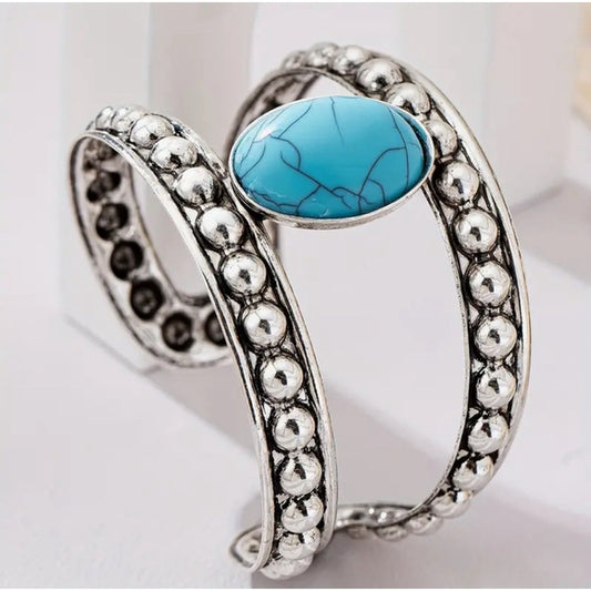 Western Country Cowgirl Southwestern Blue Turquoise Inlay Bracelet