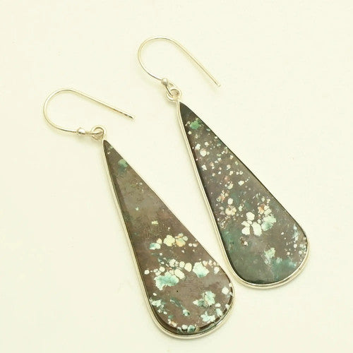2.72" Natural Turquoise Silver Plated Gemstone Handmade Drop Dangle Earrings