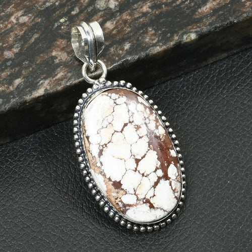 2.2" Wild Horse Silver Plated Jasper Gemstone Handmade Pendant