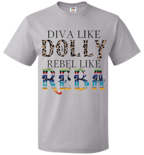 Diva Like Dolly Rebel Like Reba Funny Country Tee Shirt Top T-Shirt