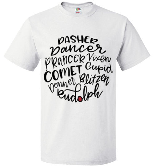 Reindeer Rudolph Christmas Holiday Tee Shirt Top T-Shirt