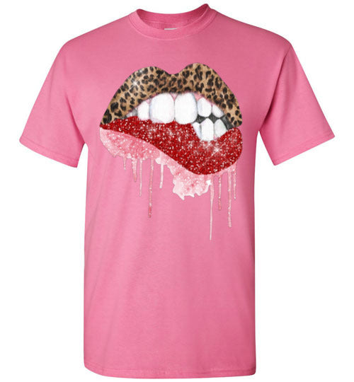 Red leopard lips tee shirt graphic top