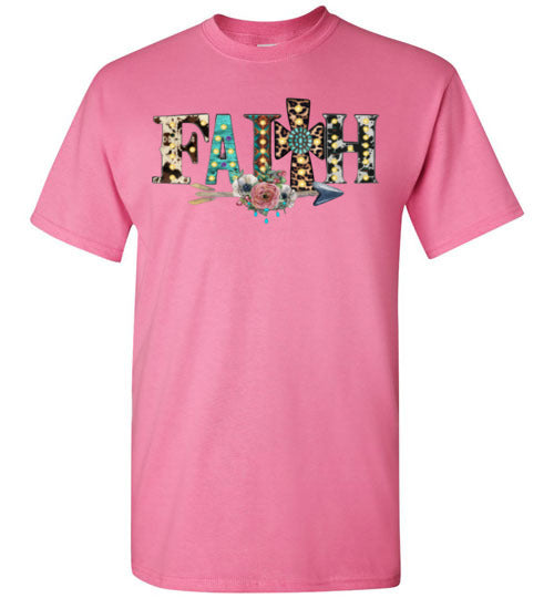 Faith Cross Leopard Christian Tee Shirt Top T-Shirt