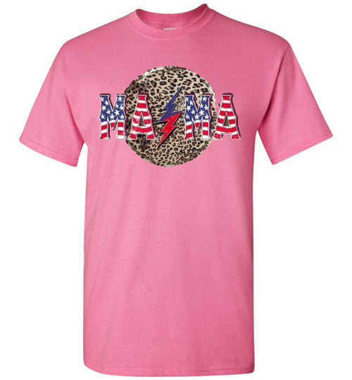 Mama Leopard Patriotic Tee Shirt Graphic Top 32801