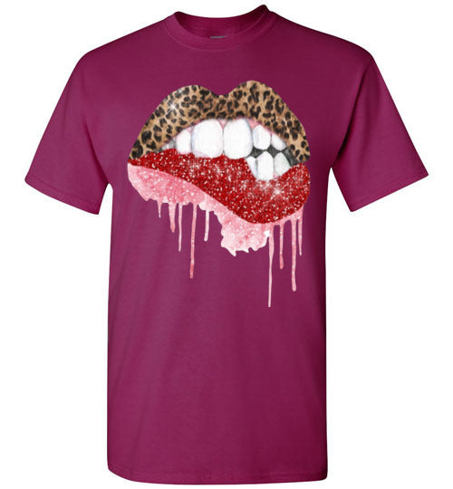 Red leopard lips tee shirt graphic top