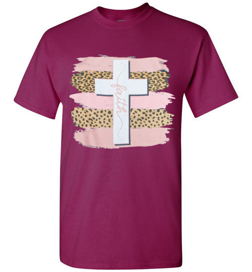 Faith Cross Leopard Tee Shirt Top