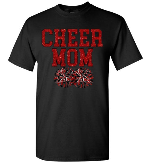 Cheer Mom Sports Football Baseball Basketball Soccer Ball Grpahic Tee Shirt Top