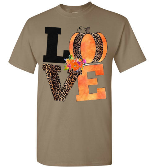 Love Leopard Pumpkin Fall Tee Shirt T-Shirt