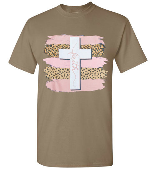 Faith Cross Leopard Tee Shirt Top