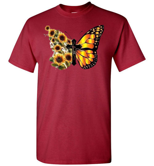 Cross Butterfly Floral Tee Shirt Top