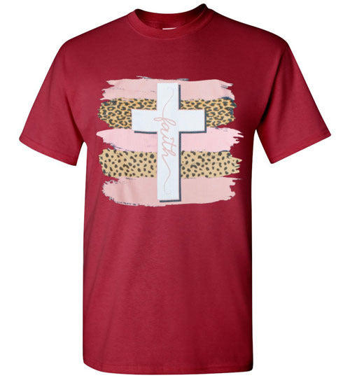 Faith Cross Leopard Tee Shirt Top