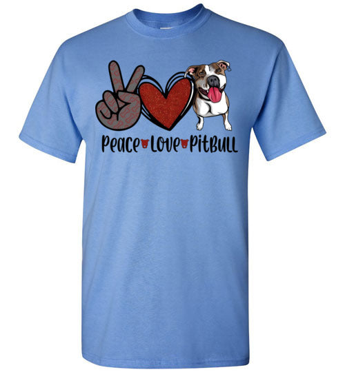 Peace Love Pitbull Dog Tee Shirt Top T-Shirt