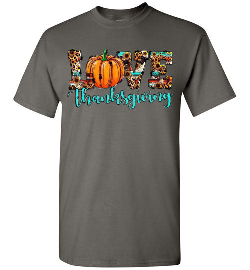 Love Thanksgiving Fall Pumpkin Leopard Tee Shirt Top T-Shirt