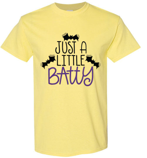 Just A Little Batty Halloween Fall Bat Tee Shirt Top