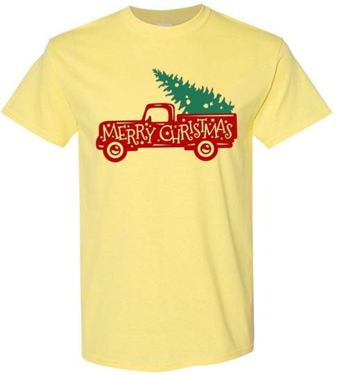 Merry Christmas Tree Old Rustic Farm Tee Shirt Top T-Shirt