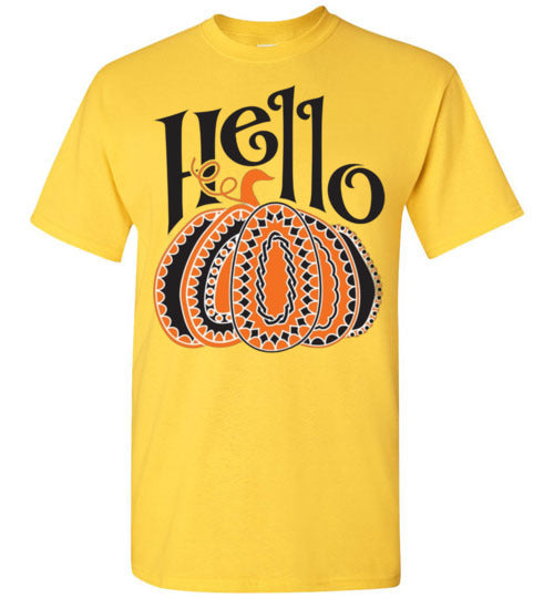 Hello Pumpkin Graphic Fall Tee Shirt Top T-Shirt
