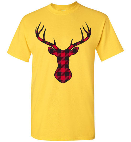 Christmas Plaid Buffalo Check Lumberjack Reindeer Tee Shirt Top T-Shirt