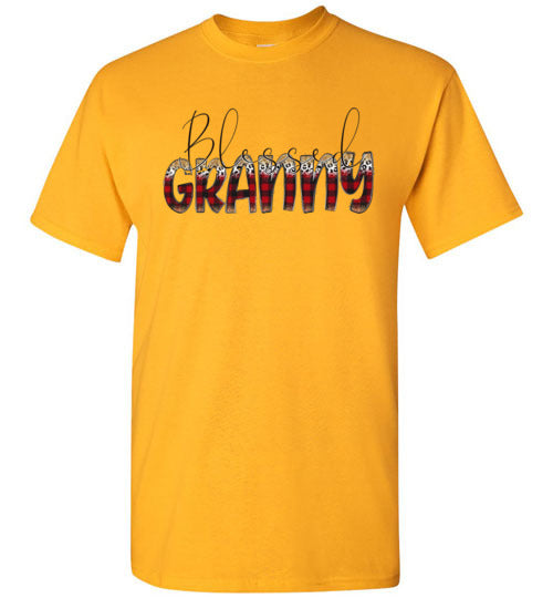 Blessed Granny Buffalo Check Graphic Tee Shirt Top