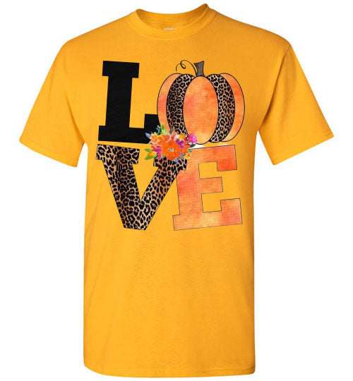 Love Leopard Pumpkin Fall Tee Shirt T-Shirt