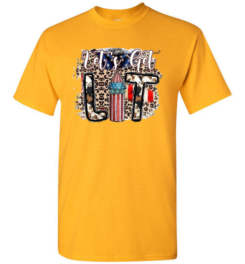 Let's Get Lit Funny Patriotic American USA 4th Of July Tee Shirt Graphic Top
