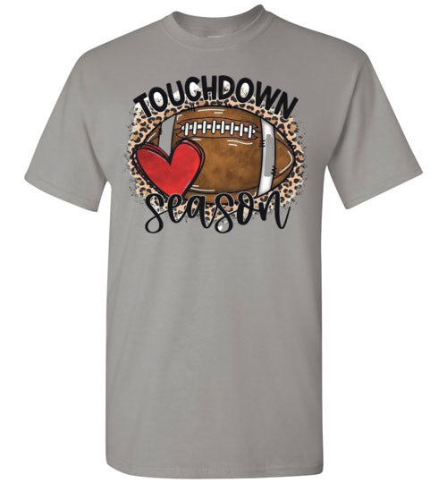 TouchDown Season Fottball Heart Leopard Print Graphic Top Shirt