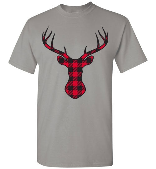 Christmas Plaid Buffalo Check Lumberjack Reindeer Tee Shirt Top T-Shirt