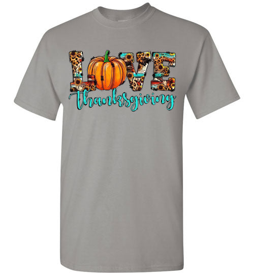 Love Thanksgiving Fall Pumpkin Leopard Tee Shirt Top T-Shirt