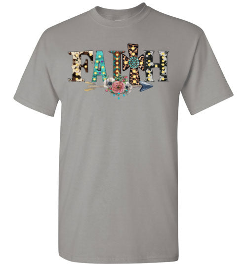 Faith Cross Leopard Christian Tee Shirt Top T-Shirt