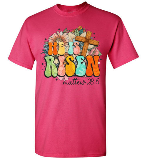 He Is Risen Christian Cross Faith Tee Shirt Top Shirt