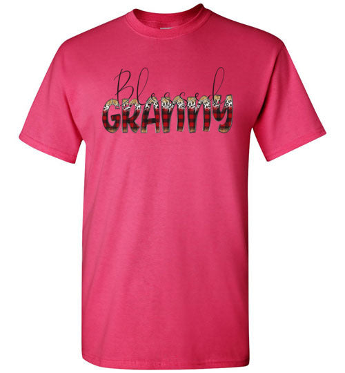 Blessed Granny Buffalo Check Graphic Tee Shirt Top