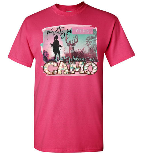 Pretty In Pink Dangerous In Camo Tee Shirt Top T-Shirt