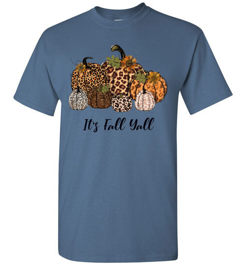 It's Fall Ya'll Leopard Pumpkin Graphic Tee Shirt Top