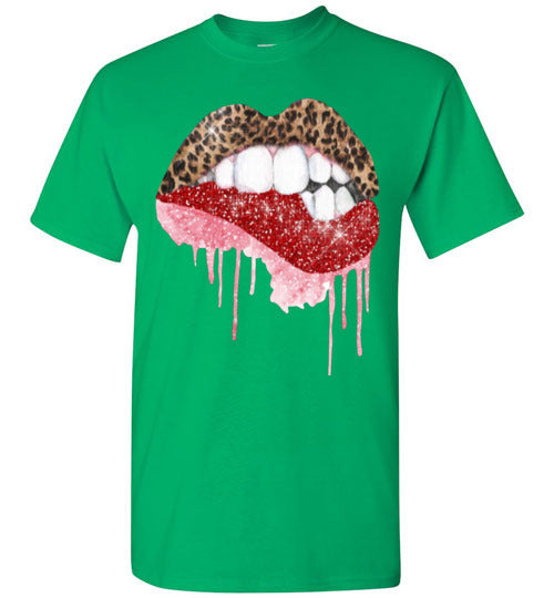 Red leopard lips tee shirt graphic top