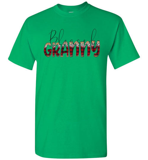Blessed Granny Buffalo Check Graphic Tee Shirt Top