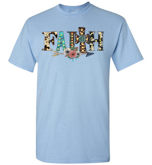 Faith Cross Leopard Christian Tee Shirt Top T-Shirt