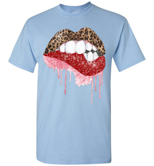 Red leopard lips tee shirt graphic top