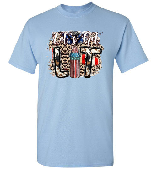 Let's Get Lit Funny Patriotic American USA 4th Of July Tee Shirt Graphic Top