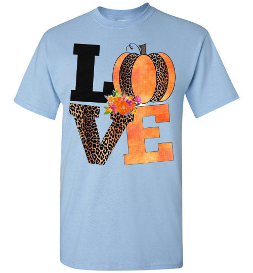 Love Leopard Pumpkin Fall Tee Shirt T-Shirt