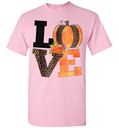 Love Leopard Pumpkin Fall Tee Shirt T-Shirt