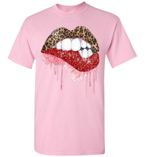 Red leopard lips tee shirt graphic top