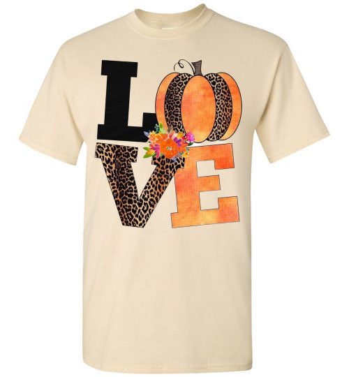 Love Leopard Pumpkin Fall Tee Shirt T-Shirt