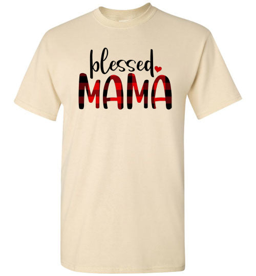 Blessed Mama Plaid Buffalo Check Lumberjack Tee Shirt Top T-Shirt