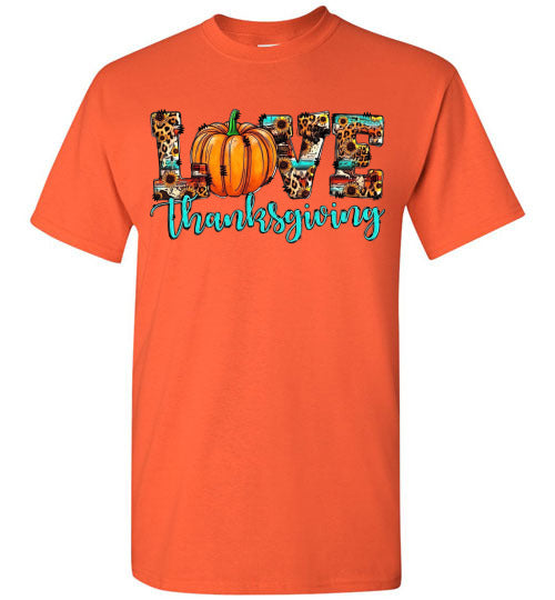 Love Thanksgiving Fall Pumpkin Leopard Tee Shirt Top T-Shirt