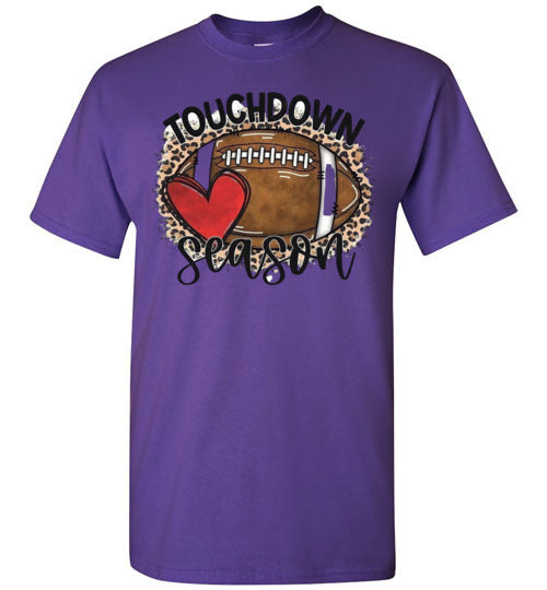 TouchDown Season Fottball Heart Leopard Print Graphic Top Shirt