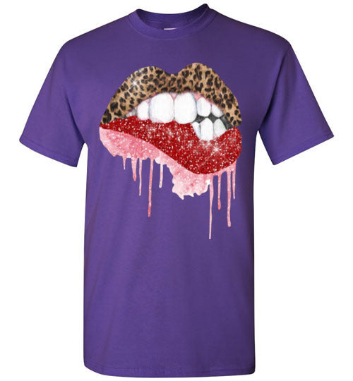 Red leopard lips tee shirt graphic top