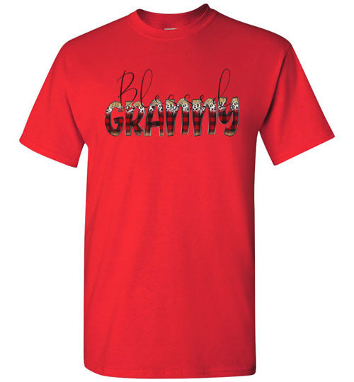 Blessed Granny Buffalo Check Graphic Tee Shirt Top