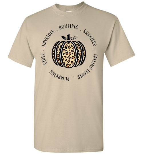 Hayrides Bonfires Sweaters Pumpkins Cider Fall Graphic Tee Shirt Top