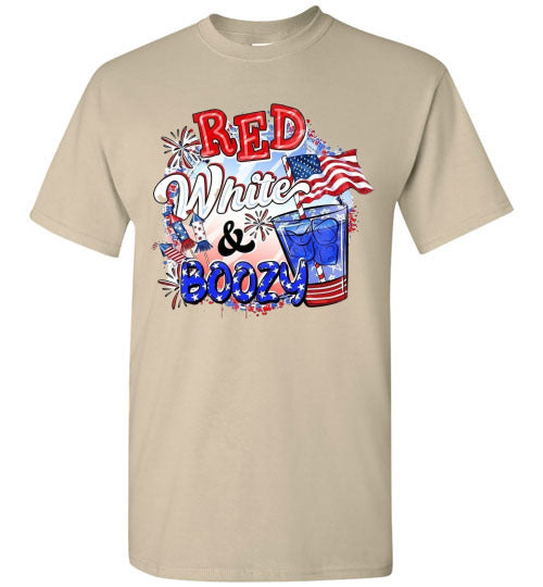 Red White & Boozy Funny Patriotic American USA 4th Of July Tee Shirt Graphic Top