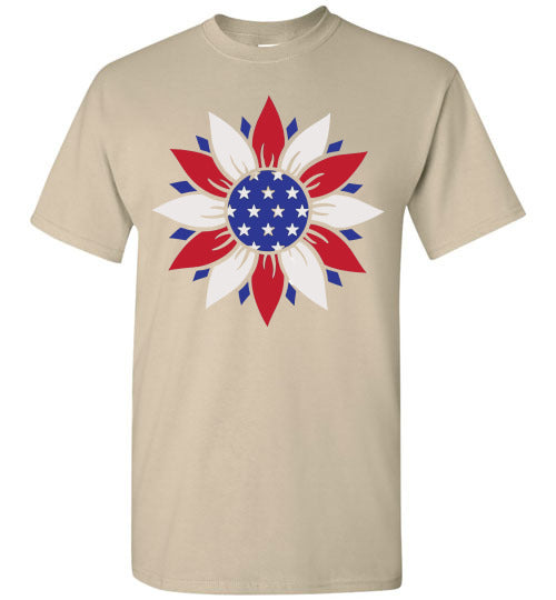 Floral USA Patriotic Tee Shirt Top T-Shirt 32276