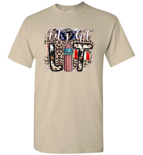 Let's Get Lit Funny Patriotic American USA 4th Of July Tee Shirt Graphic Top